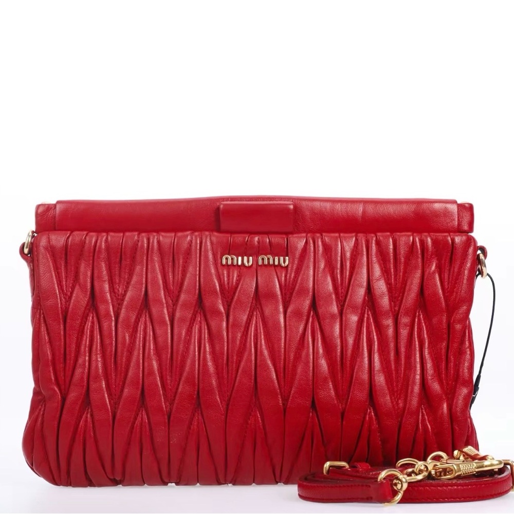 Miu Miu Red Quilted Leather Clutch